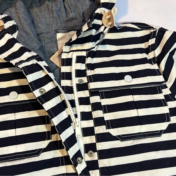 Levi's Trekking Parka Striped Hooded Jacket Nautical Canvas Navy/White Large NWT - Picture 9 of 11